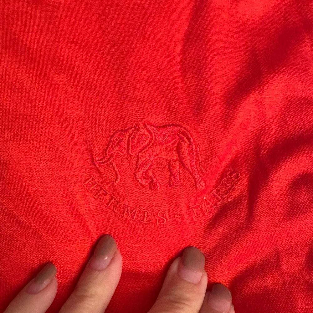 Hermes Paris red-orange elephant logo tee - Picture 4 of 8